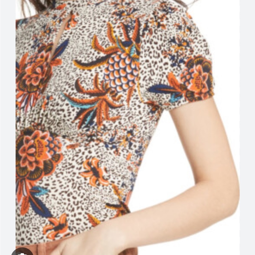 Free People Red and Black Casual Button Down Shirt